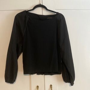 Banana Republic Black Cropped Puff Sleeve Crop Top